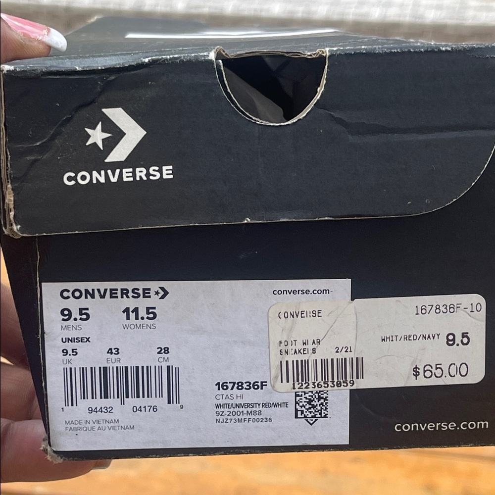 EUC Converse High-Top Sneakers - Red, White, Blue - Picture 6 of 7